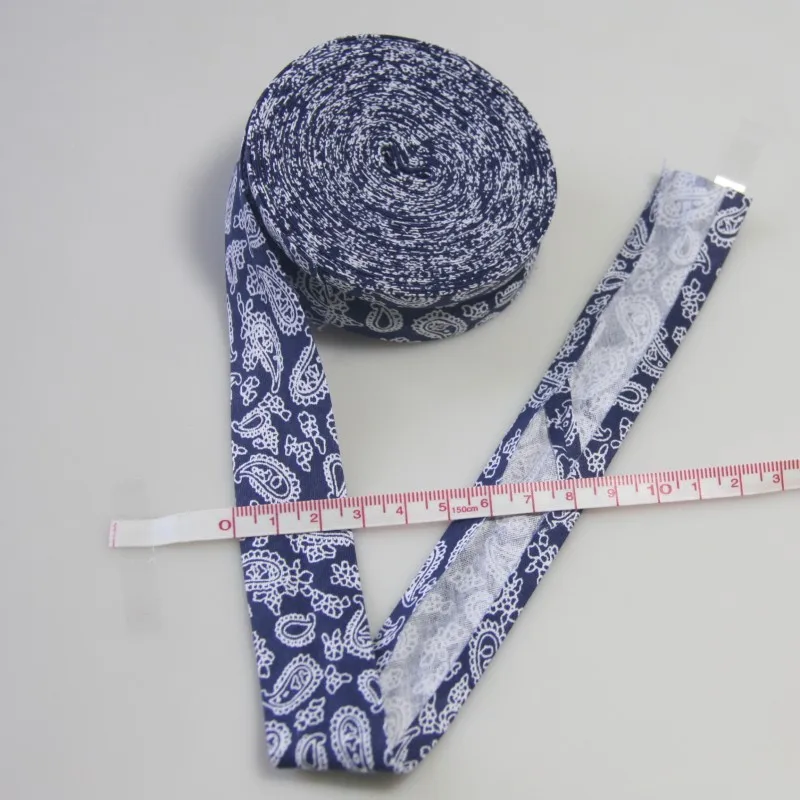 blue lace Хлопковая косая лента в горошек, в полоску, шотландская клетка с принтом Размер: 25 мм, " 10 метров, хлопковая саржевая ткань со складками - Цвет: blue lace