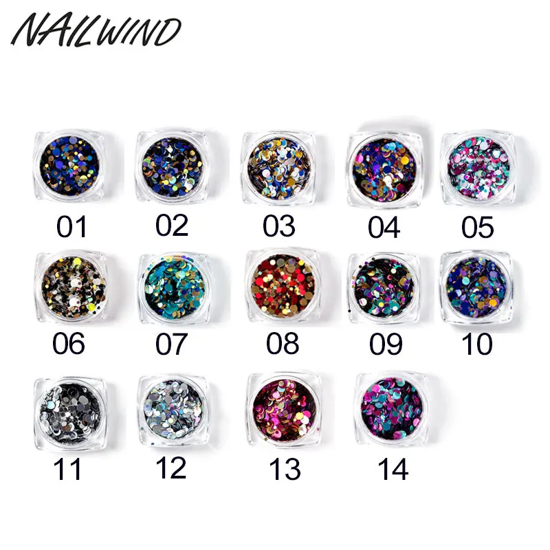 NAILWIND дизайн ногтей тонкие блестки смешанные мини круглый блеск украшение
