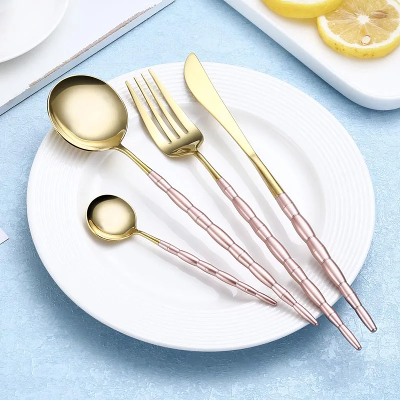 

2019 New Style Portugal Cutlery Set Soup Scoop Dinner Fork Steak Knife Coffee Mixing Scoop Dinner Tools Bamboo Handle Tableware