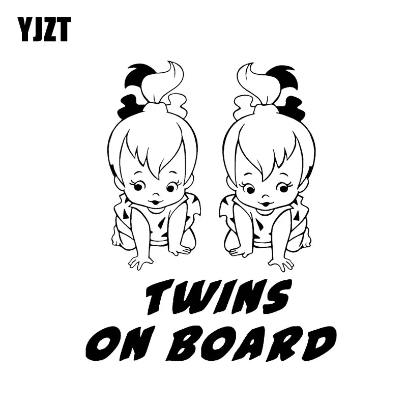 YJZT 12 5 см * 15 Виниловая наклейка для автомобиля BABY TWINS ON BOARD черная/Серебристая