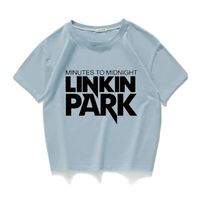 Модная Высококачественная женская футболка Linkin Park, повседневная короткая футболка из хлопка для девушек, женский свободный короткий топ, летние женские топы, футболка - Цвет: B145 blue