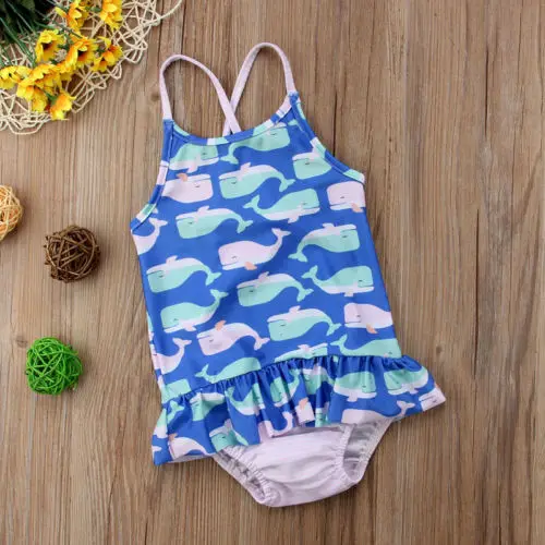 Летний детский купальник бикини для маленьких девочек бандажный с лямкой на шее