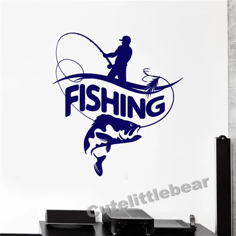 Виниловая наклейка на стену Рыбацкая Удочка большой рыбы Logotype Алмазная картина