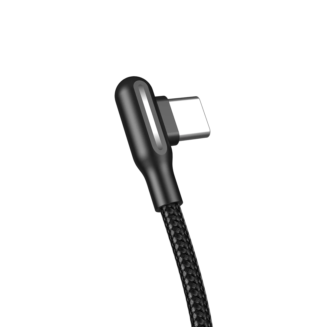 Xiaomi Плетеный светодиодный кабель Type C с прямым углом дизайн USB для быстрой зарядки