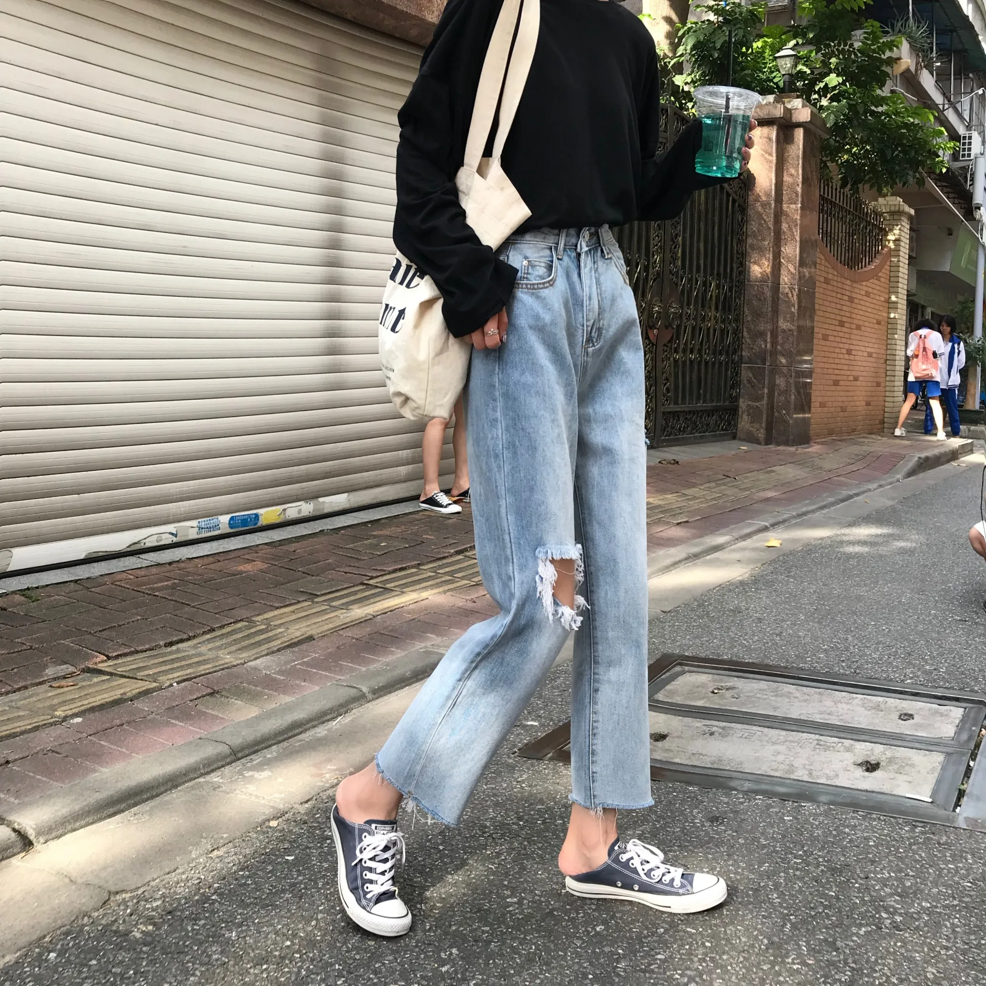 Mihoshop Ulzzang Корейская женская модная одежда летняя Новинка панк Харадзюку Высокая