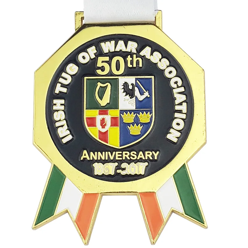 

3.05 Inch Height 2.38 Inch Dia 50 Pieces A Lot Custom Sport Medal Die Cast Gold Soft Enamel Sports Medal