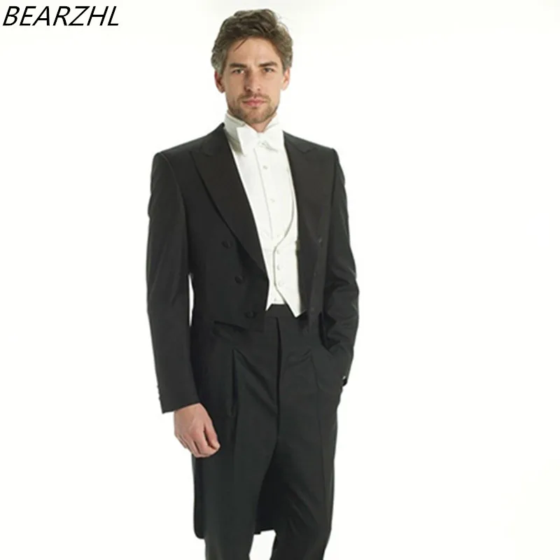 

Custom Made Suits For Wedding Tuxedos Long Tail Groom Wear Black 2021 Men