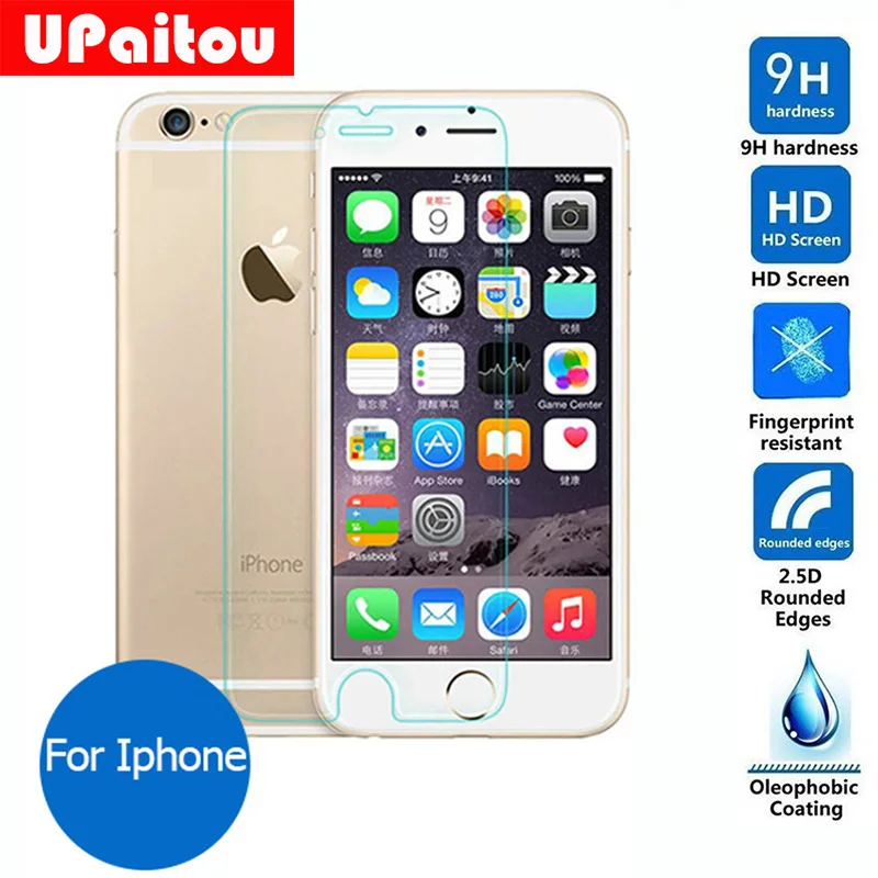 Защитная пленка UPaitou из закаленного стекла для Apple iPhone X SE 2020 6 6s 7 8 Plus i5 i6 iPhone7 8|tempered