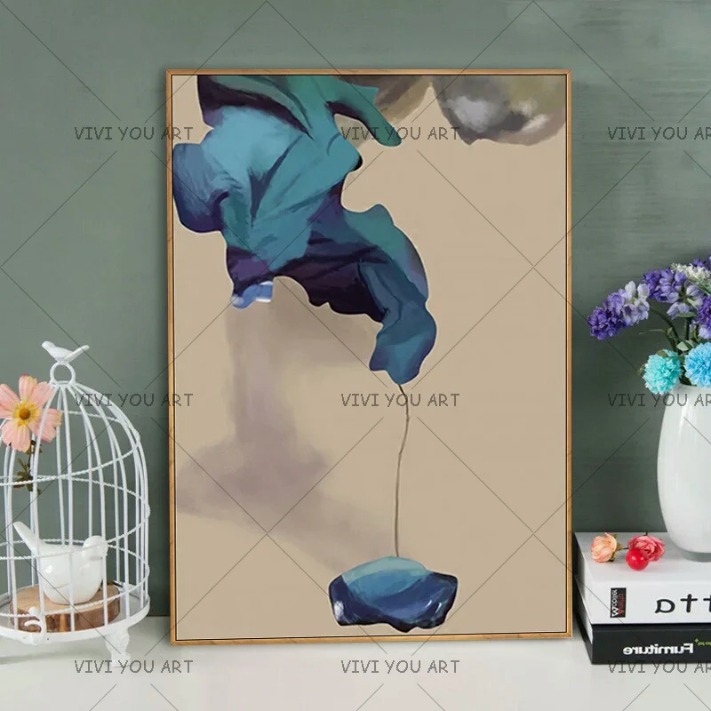 High Q 100% роспись вручную настенное искусство синяя линия точка украшение для дома