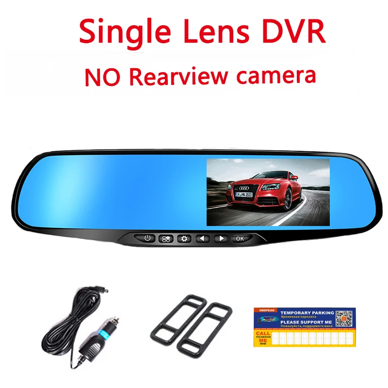 One Camera Len 4,3 дюймов видеорегистратор с зеркалом, автомобильная камера Full Hd 1080 P, Автомобильный видеорегистратор с двумя объективами и камерой заднего вида, автоматический цифровой видеорегистратор - Название цвета: One Camera Len