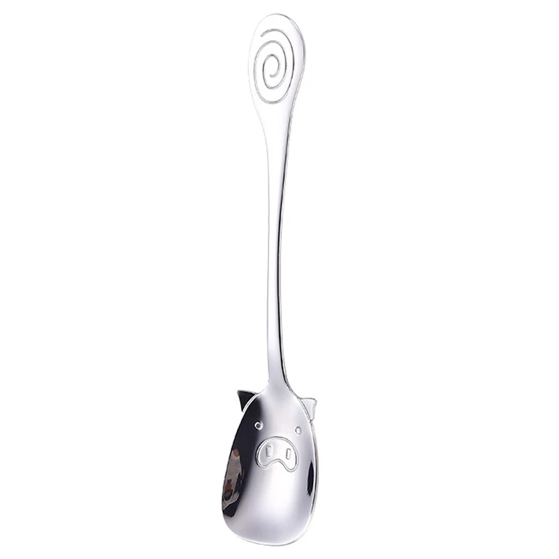 Sliver Vacclo ложка для кофе из нержавеющей стали с рисунком поросенка, торт, желе, мед, совок, кухонный десертный магазин, посуда, чашка, кружка, украшение - Цвет: Sliver
