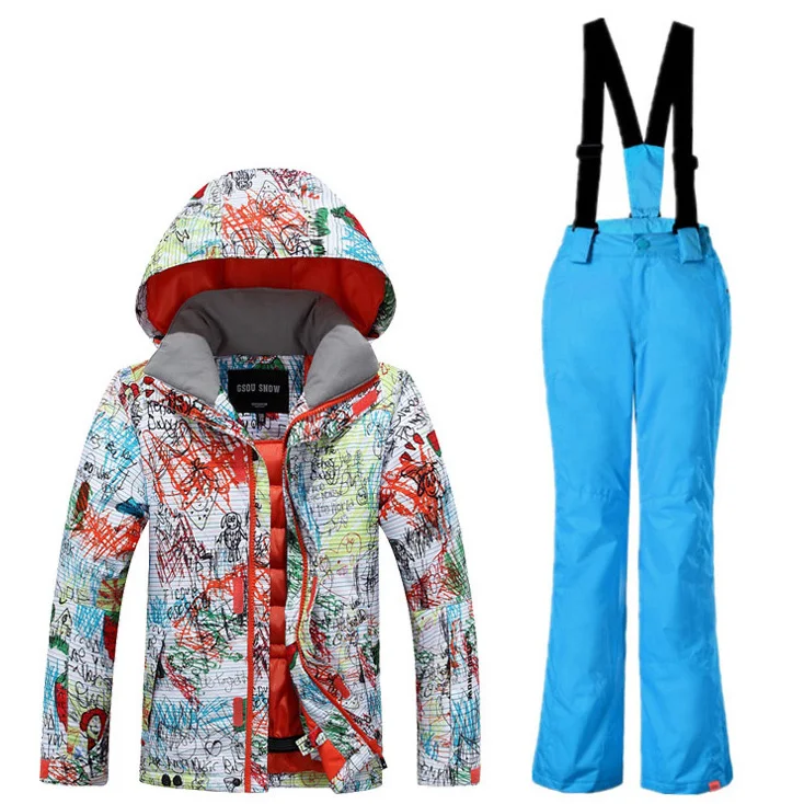 Лыжный костюм GSOU для мальчиков зимний уличный теплый сноуборда ветрозащитные