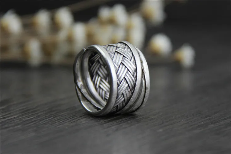 Wholesale Thai handmade silver plated ring men and women weave retro style | Украшения и аксессуары