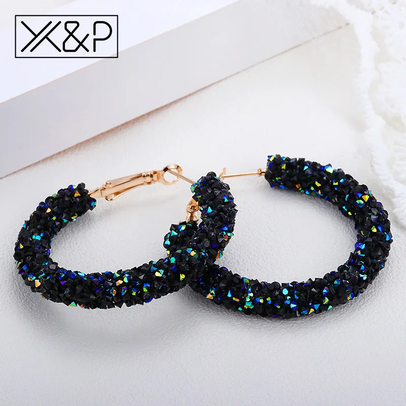 X & P модные брендовые круглые блестящие серьги капли из горного хрусталя для