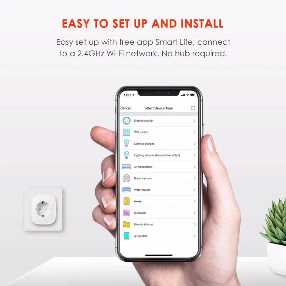 Умная розетка Hyleton с Wi Fi штепсельная вилка европейского стандарта 220 В Голосовое