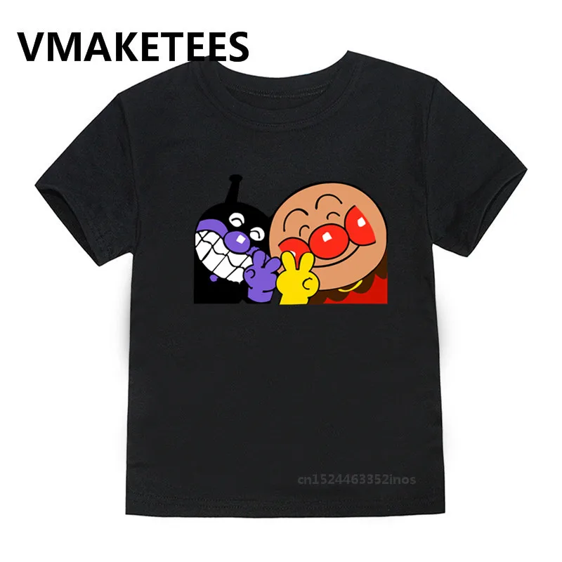 Anpanman/футболка для мальчиков и девочек с мультяшным принтом детская одежда Baikinman