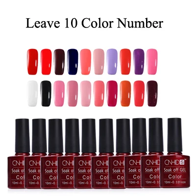 Leave 10 Color Numbe 10 шт./партия Гель-лак для ногтей УФ и светодиодный светильник Сияющий Красочный 132 долговечные цвета растворимый лак дешевый маникюрный набор для дизайна ногтей - Цвет: Leave 10 Color Numbe