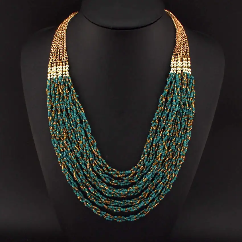 UKEN модное ожерелье из бисера для женщин ручная работа много золотых цветов