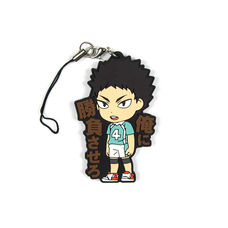 Haikyuu аниме брелок Oikawa Tooru Kozume Kenma Kuroo Tendo Satori Koutarou Hinata Резиновый Ремешок/ремешок для мобильного телефона