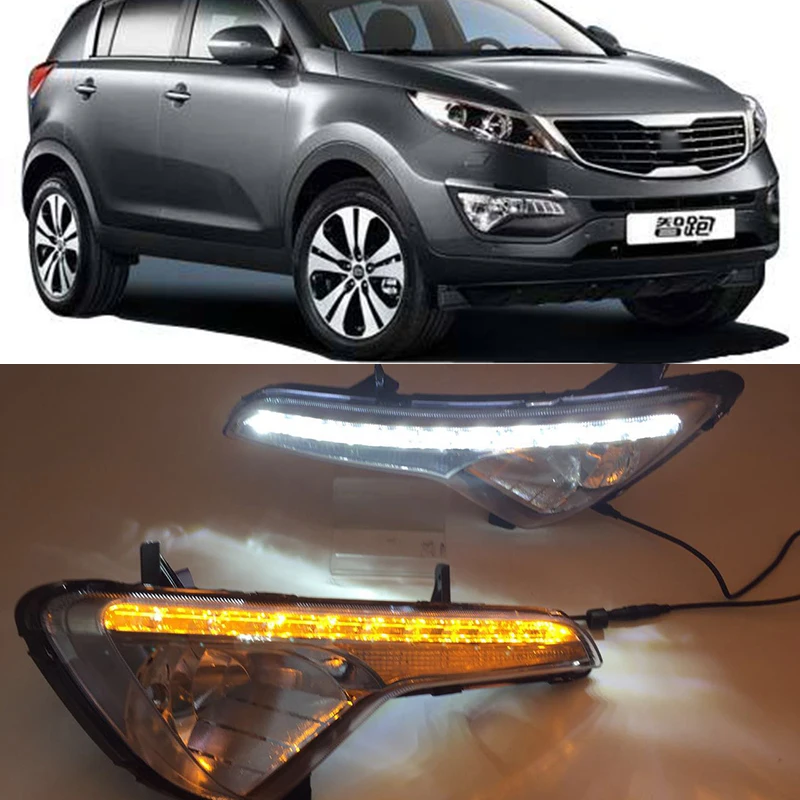 Мигающий светодиодный DRL Дневной Бег светильник для Kia Sportage 2010 2011 2012 2013 2014