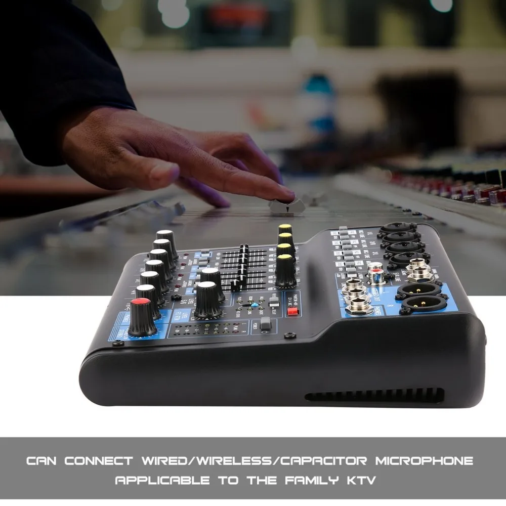 Dj Audio DJ Mixer AU Plug Mixer Audio Professional Mix Amplifier Mixer Audio USB Slot 16DSP+48V Phantom Power for Microphones