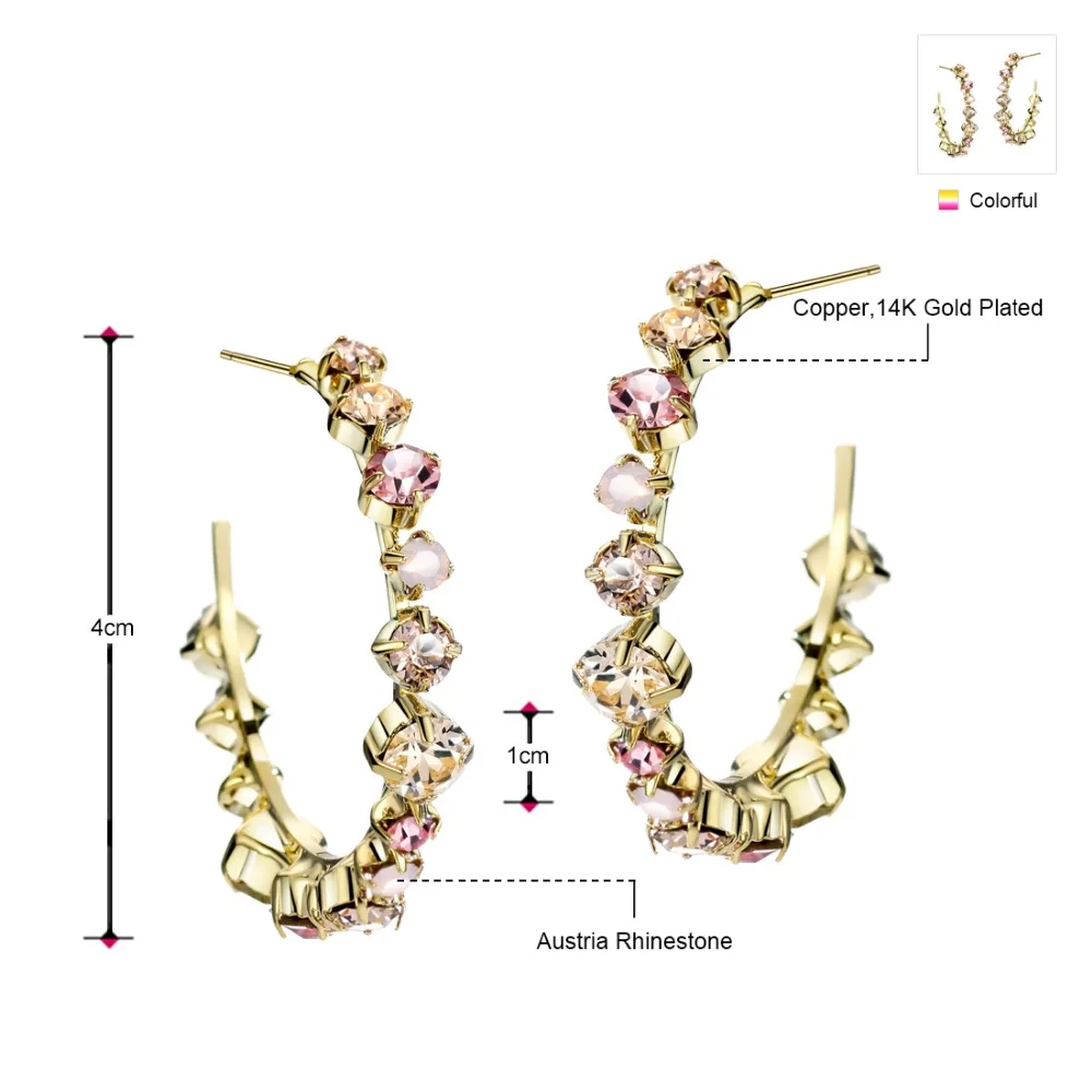 Neoglory Austria Rhinestone Round Geometric Beads Long Hook Earrings Colorful Elegant Stylish For Daily Party Brilliant Lady | Украшения и