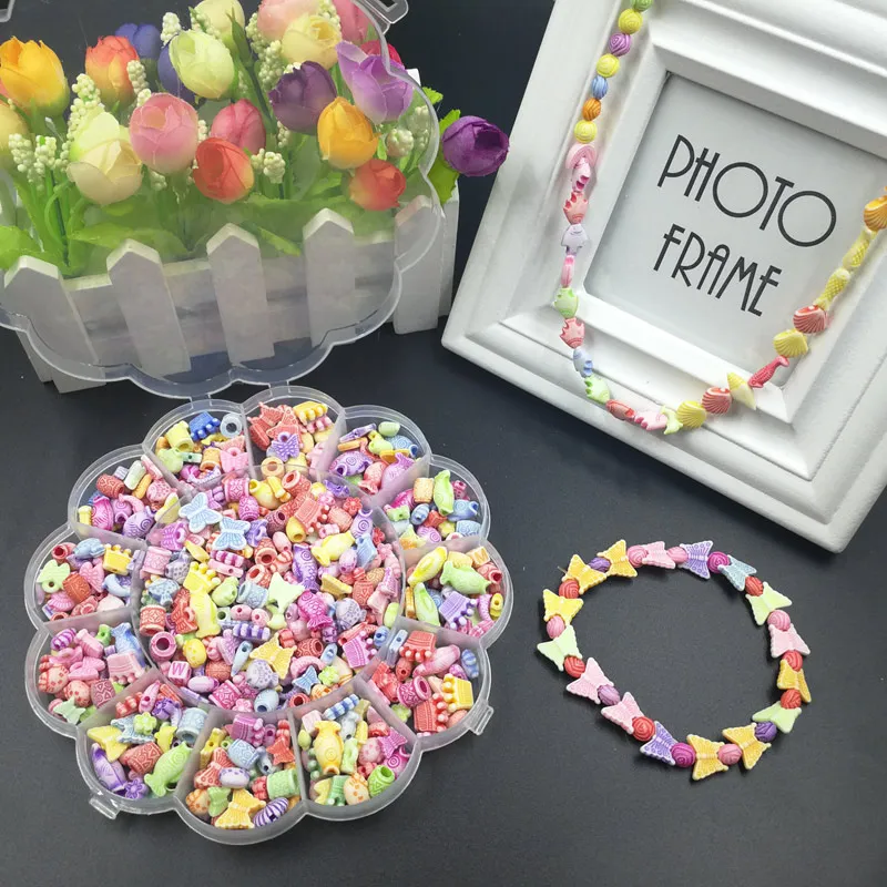 Diy Beads Toys for Kids Children Handmade Necklaces Bracelets Beads Jewelry Making Kit Set Kids Educational Toys Girls Gift