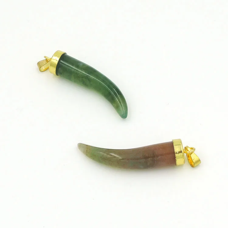 Смешанные Камни рога клея кулон с медным корпусом плакирования золота около 35*8