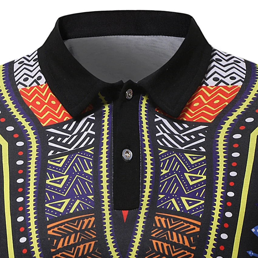 Рубашка в африканском стиле с коротким рукавом воротник поло модная одежда для