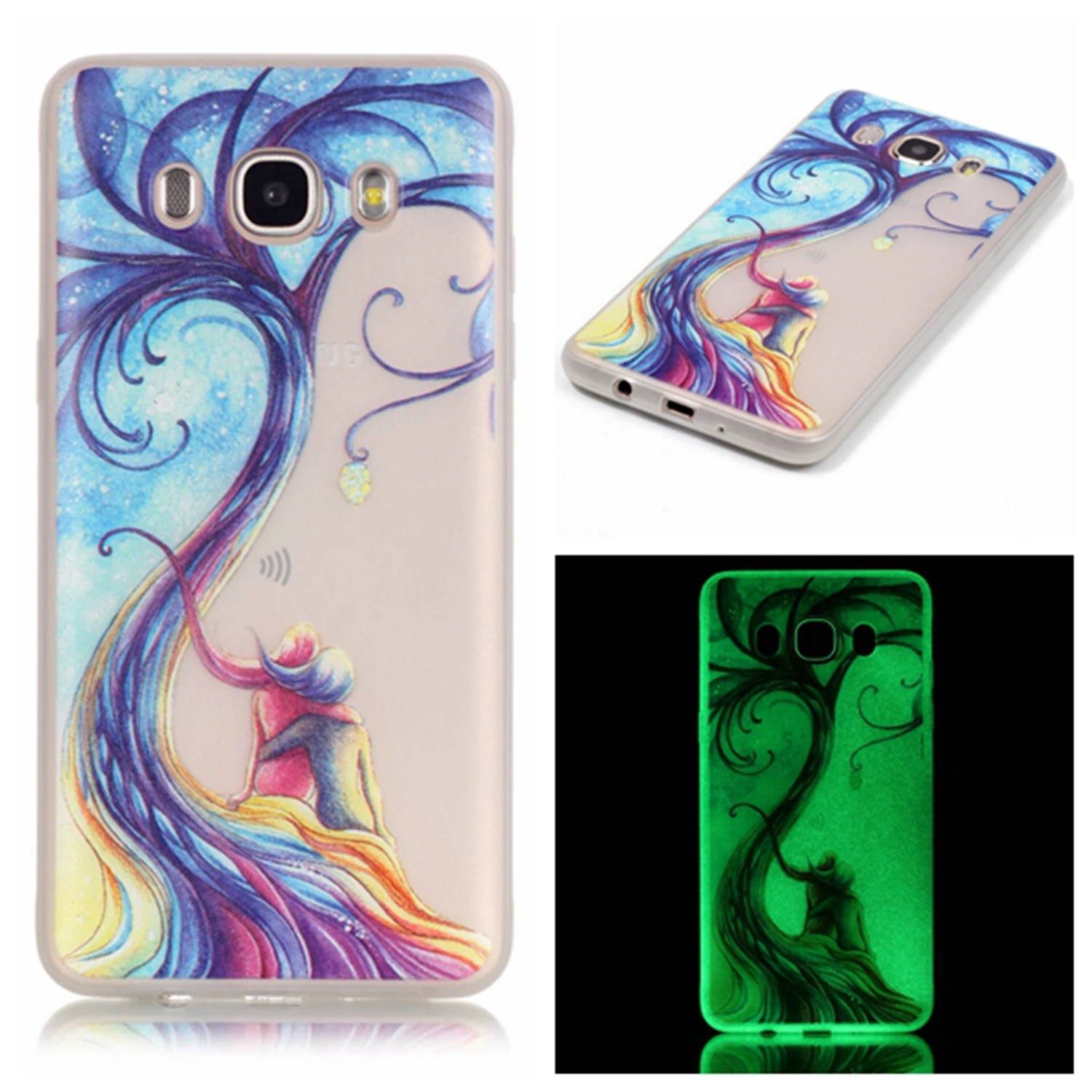 Роскошные Glow ночью телефон случае для Samsung Galaxy J510 J510F J5 2016 J710 J710F J7 чехол Световой