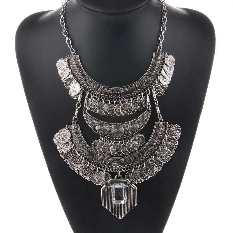 Bohemian Fashion Crystal Long Coin Necklace For Women High Quality Punk Statement Choker Necklaces &amp Pendants | Украшения и