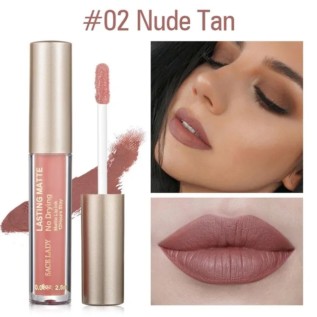 02 Nude Tan SACE LADY бренд 23 Цвета жидкая помада макияж не сушильная матовая помада для губ долговременная помада телесный оттеночный блеск для губ натуральная косметика - Цвет: 02 Nude Tan