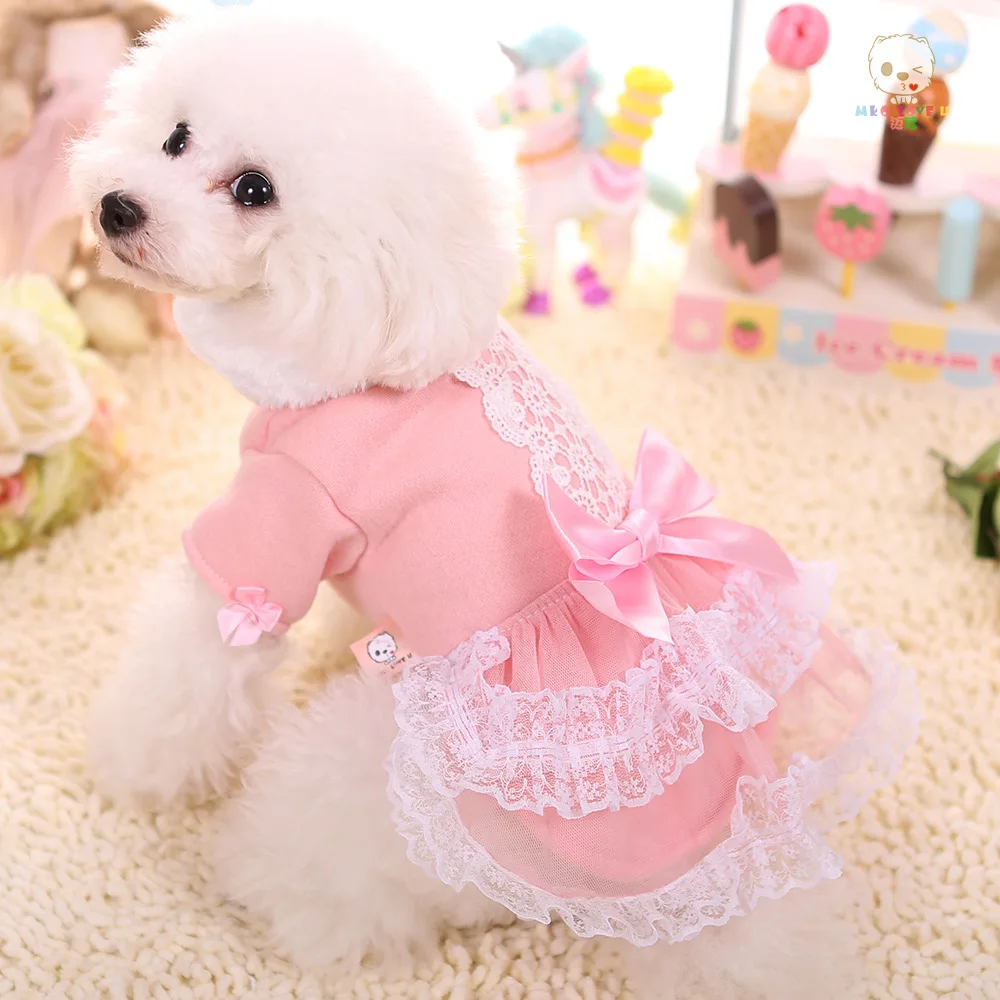 Одежда для собак платье с кружевным бантом милое принцессы йоркширских терьеров