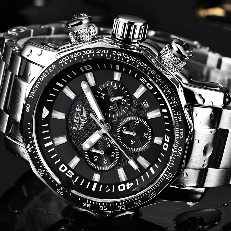Relogio Masculino Men Watches LIGE Top Brand Luxury Business Quartz Clock Men Large Dial Fashion Waterproof Military Sport Watch lige luxury brand gift men analog digital silica gel sport watches men s army military watch men quartz watch relogio masculino