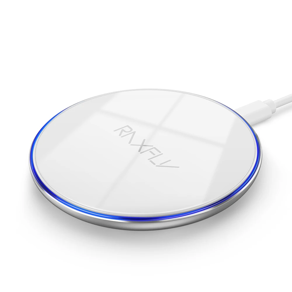 White Raxfly 10W QI беспроводная зарядка для телефона для iPhone 8 Plus X 10 авто безпроводная зарядка площадку для Samsung Galaxy S9 S8 Plus Note 8 S6 S7 Edge зарядное устройство для телефона - Тип штекера: White
