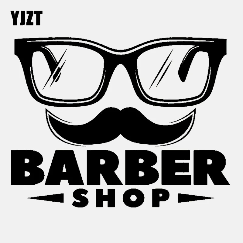 

YJZT 12.3CM*9.5CM Funny Signboard Barbershop Vinyl Black/Silver Car Sticker C22-0153