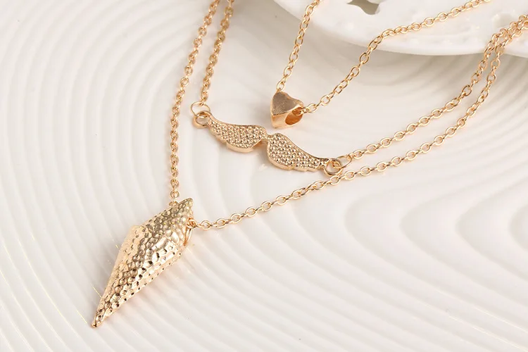 Золотое сердце ожерелье мода смазливая усы металлический кулон многоуровневый