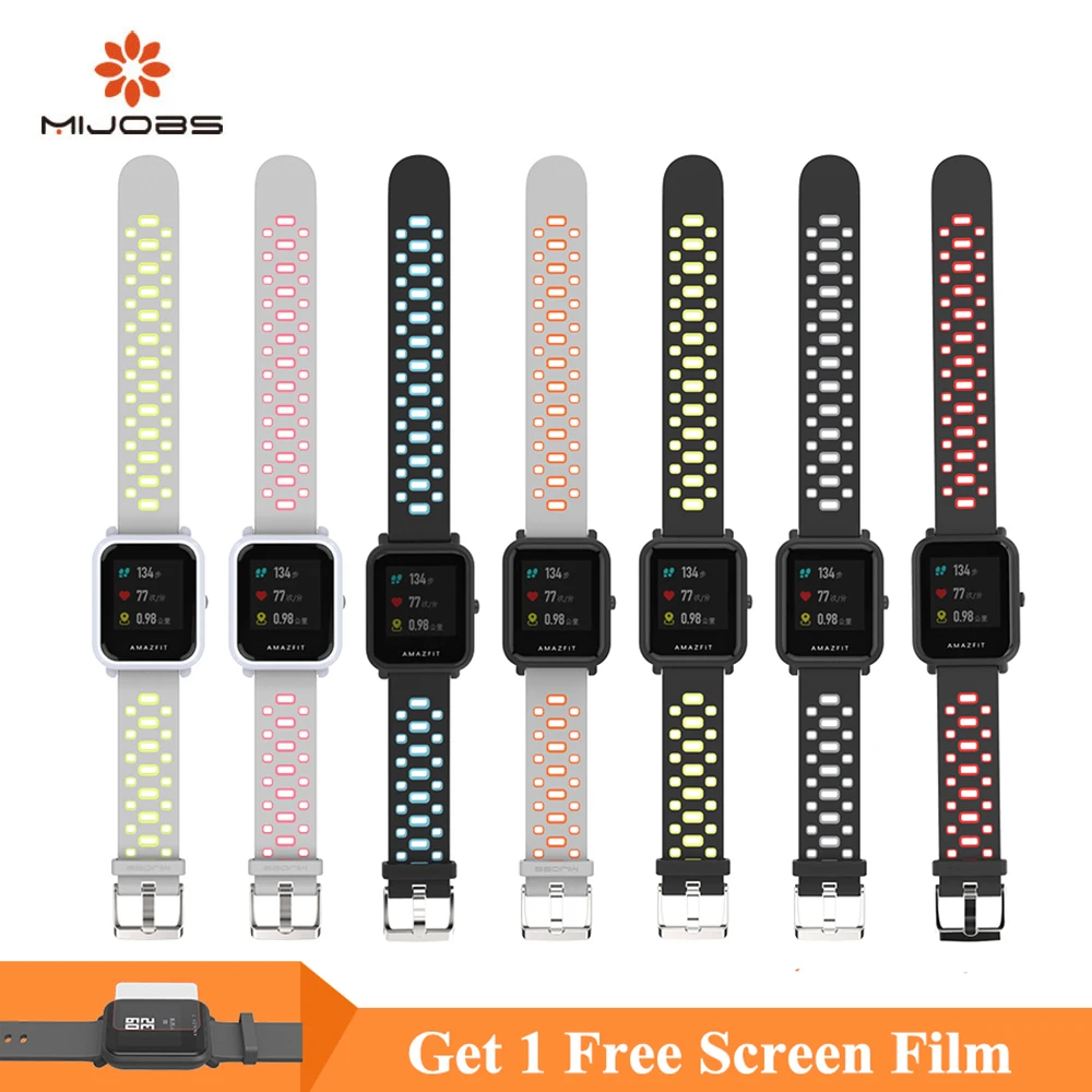 Mijobs Correa ремешок для Huami Amazfit Bip силиконовые наручные ремни Xiaomi BIT PACE Lite Youth 20
