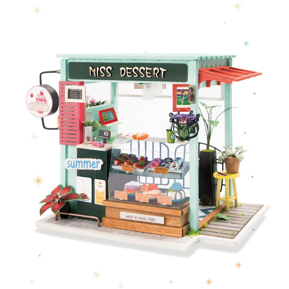 Ice Cream Station Robotime домашний декор Статуэтка DIY Миниатюрный счастливый Кемпер Современное украшение для дома аксессуары подарок для детей DGM04 - Цвет: Ice Cream Station