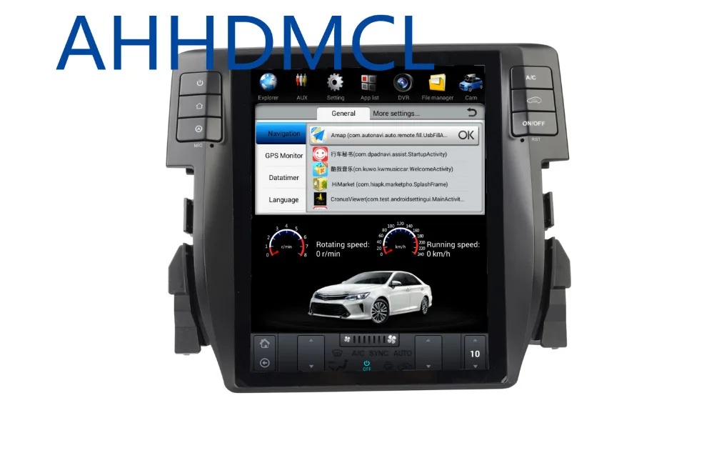 Автомобильный ПК PAD Tesla стиль мультимедийный плеер Android 7,1 gps для Civic