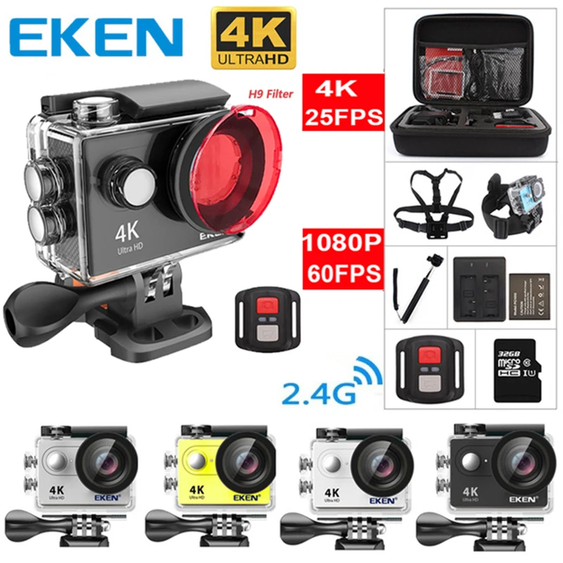 Оригинальная Экшн камера EKEN H9 H9R Ultra HD 4K 25fps водонепроницаемость 30 м 2 дюймовый ЖК