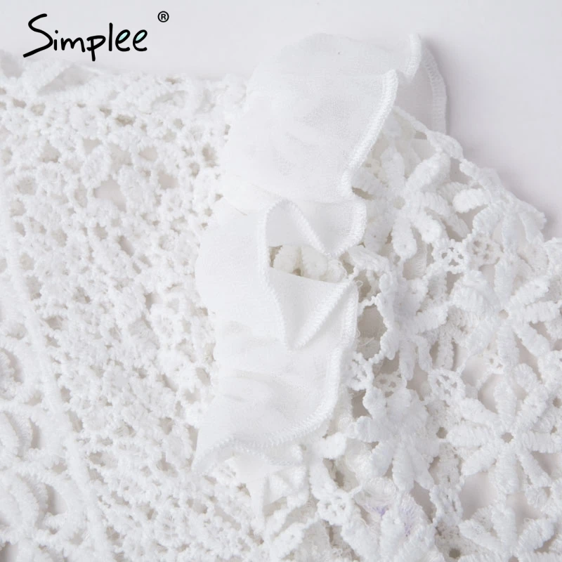 Simplee сексуальные цветочные кружева Женщины короткое платье выдалбливают с