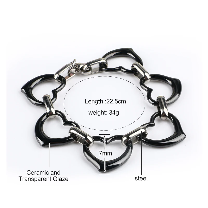 Новый дизайн большой браслет в форме сердца черный керамический Гладкий