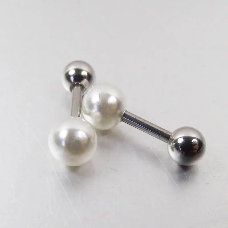 Фото Серьги-гвоздики с имитацией жемчуга, 2 шт., 1,2x6x5 мм №2