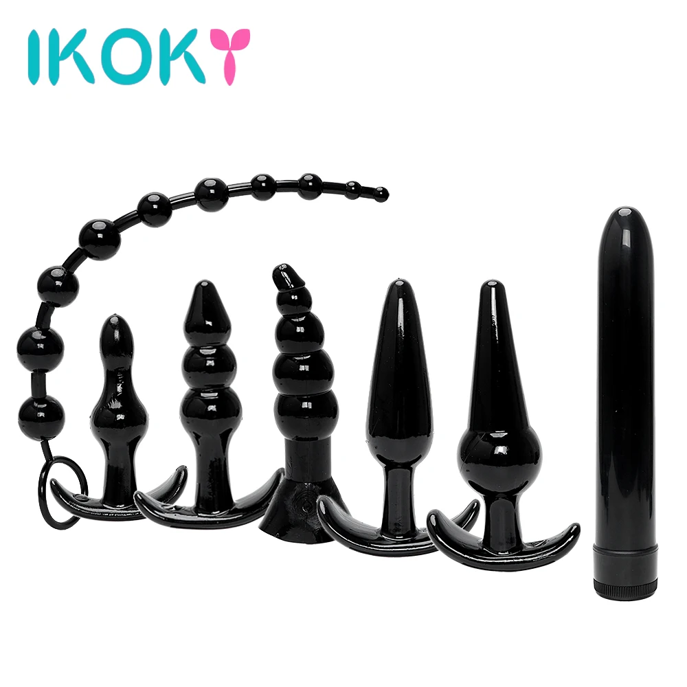 IKOKY 7 шт./компл. комбинированный вибратор Анальная пробка Стимулятор клитора