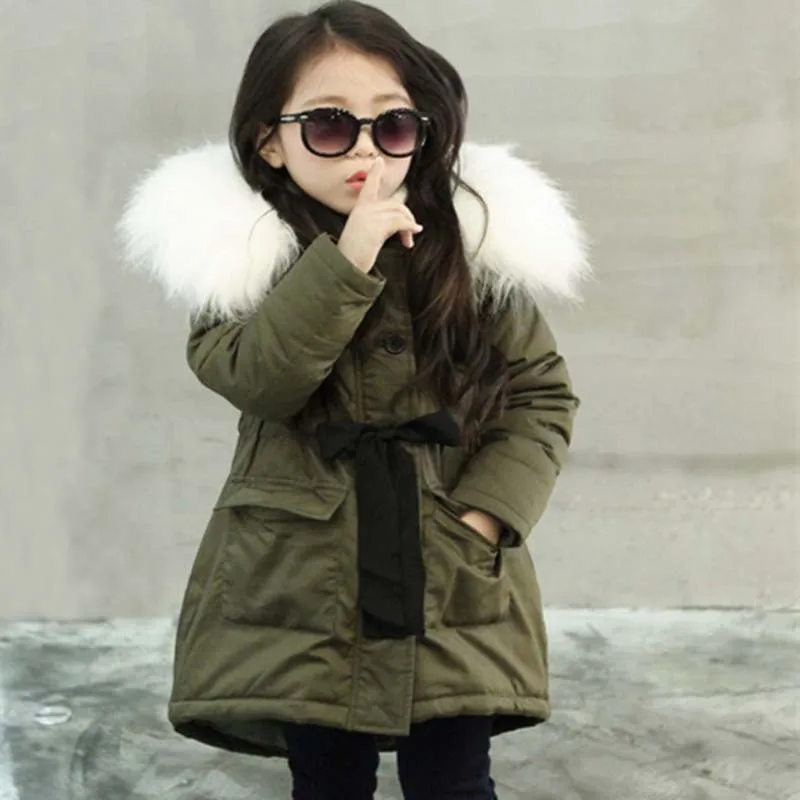 Армейская зеленая детская парка для маленьких девочек куртка пальто с