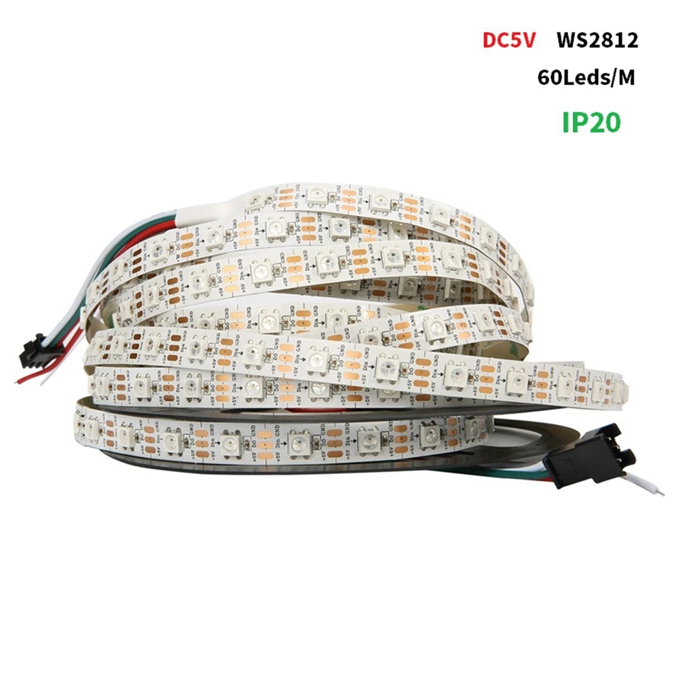 5050 RGB Led Strips 60leds/M 5m Flexible Individually Addressable Smart Pixel Strip Waterproof PCB Board DC5V WS2812B WS2812 | Лампы и