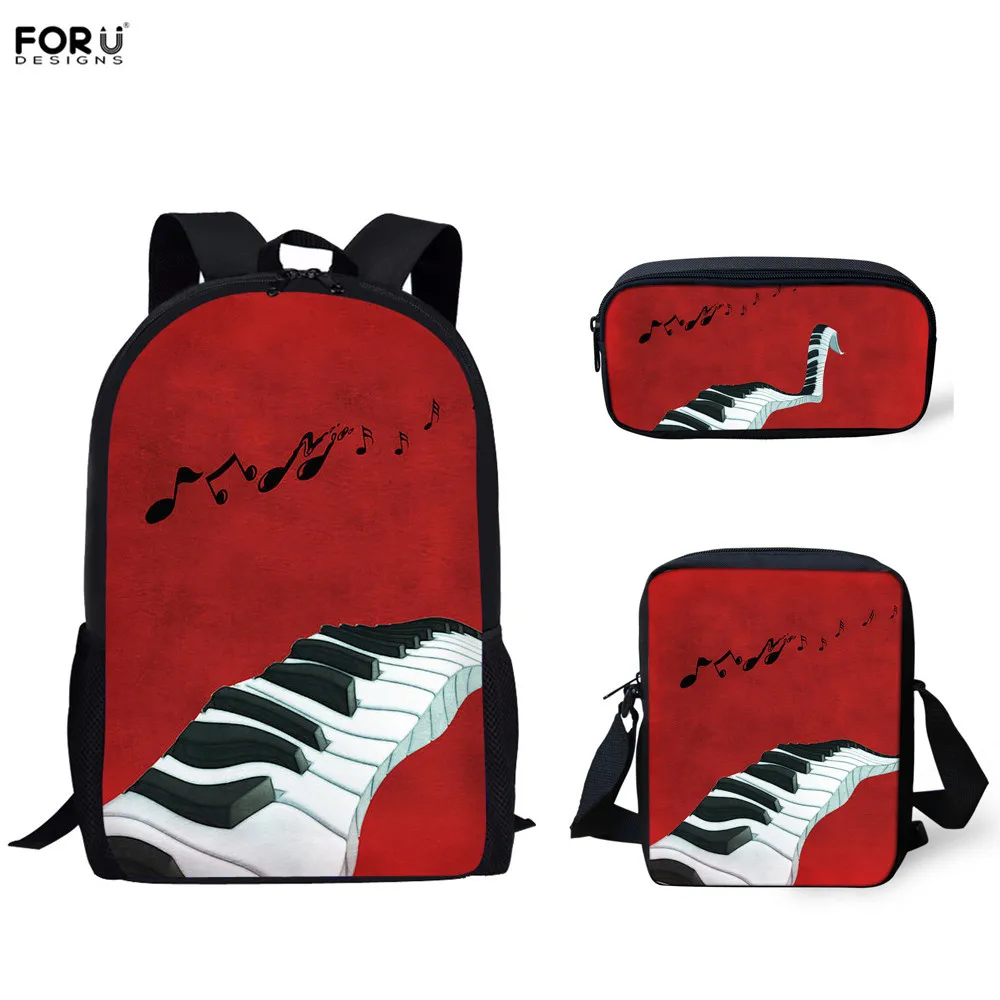 

FORUDESIGNS Colorful Piano Key Printing School Bags for Girls Custom Design 3D Big Kids Shoulder Backpacks Bookbags Rucksack