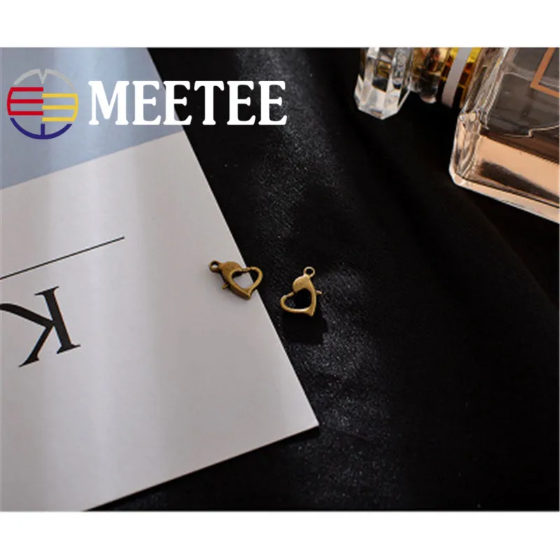 Оптовая продажа 10x8 мм 100 шт MEETEE сплав в форме сердца карабины застежки крючки для