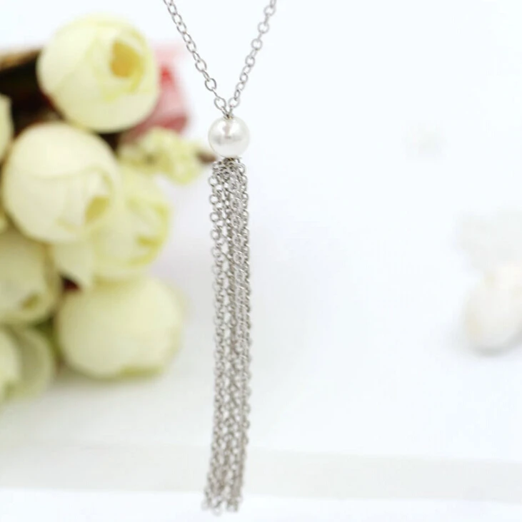 925 Стерлингового Серебра Ювелирные Изделия Длинный Кисточкой Pearl Choker Ожерелье